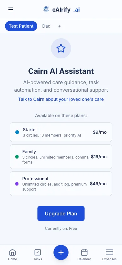 Family chat conversation in the cAirify mobile app